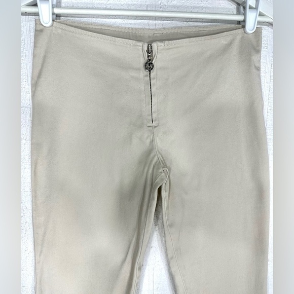 Tory Burch zipper front logo crop khaki pants size 0 - Picture 2 of 10